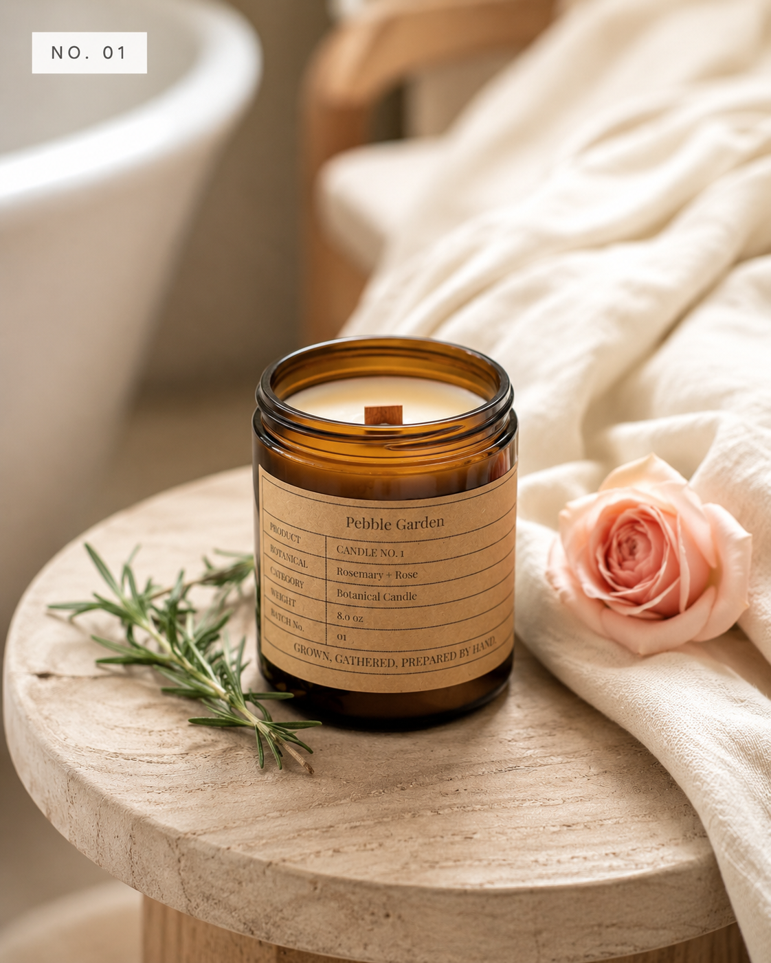 Candle No.01 — Rosemary + Rose